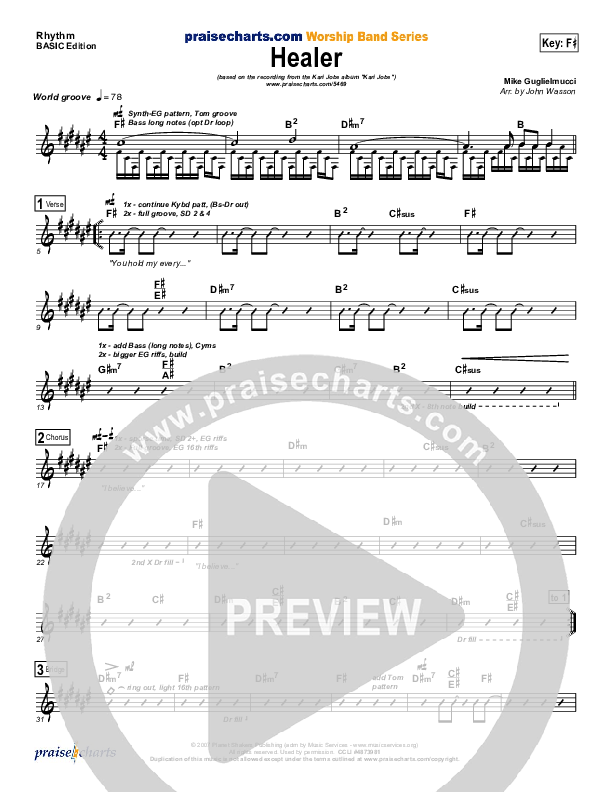 Healer Rhythm Chart (Kari Jobe)