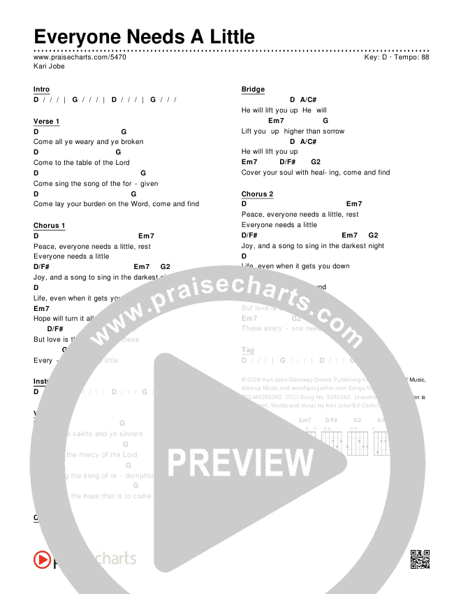 Everyone Needs A Little Chords & Lyrics (Kari Jobe)