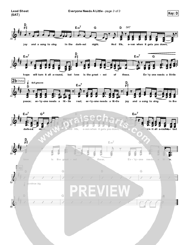 Everyone Needs A Little Lead Sheet (Kari Jobe)