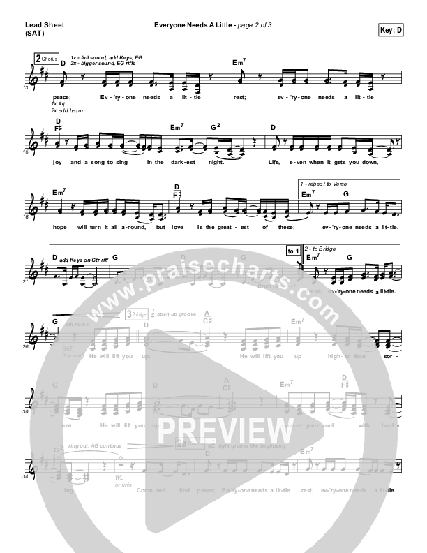 Everyone Needs A Little Lead Sheet (SAT) (Kari Jobe)