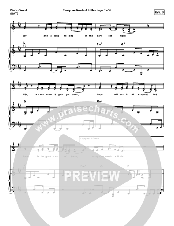 Everyone Needs A Little Piano/Vocal (SAT) (Kari Jobe)