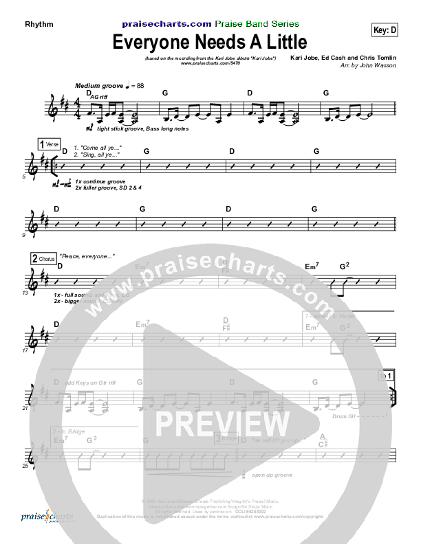 Everyone Needs A Little Rhythm Chart (Kari Jobe)