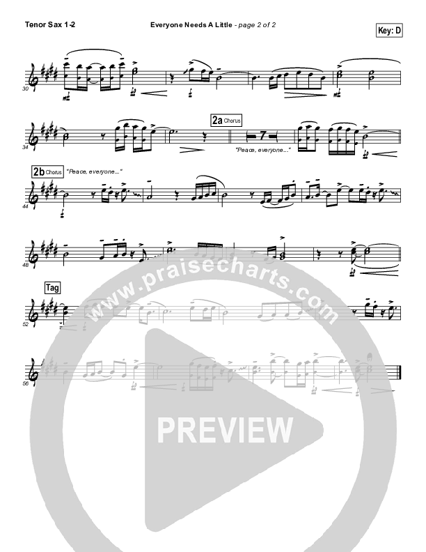 Everyone Needs A Little Tenor Sax 1/2 (Kari Jobe)