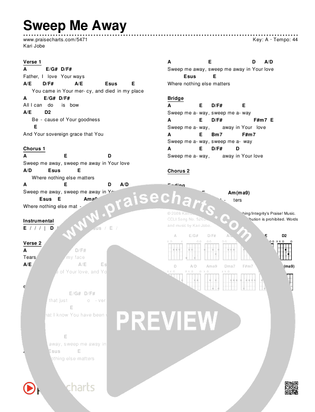 Sweep Me Away Chords & Lyrics (Kari Jobe)