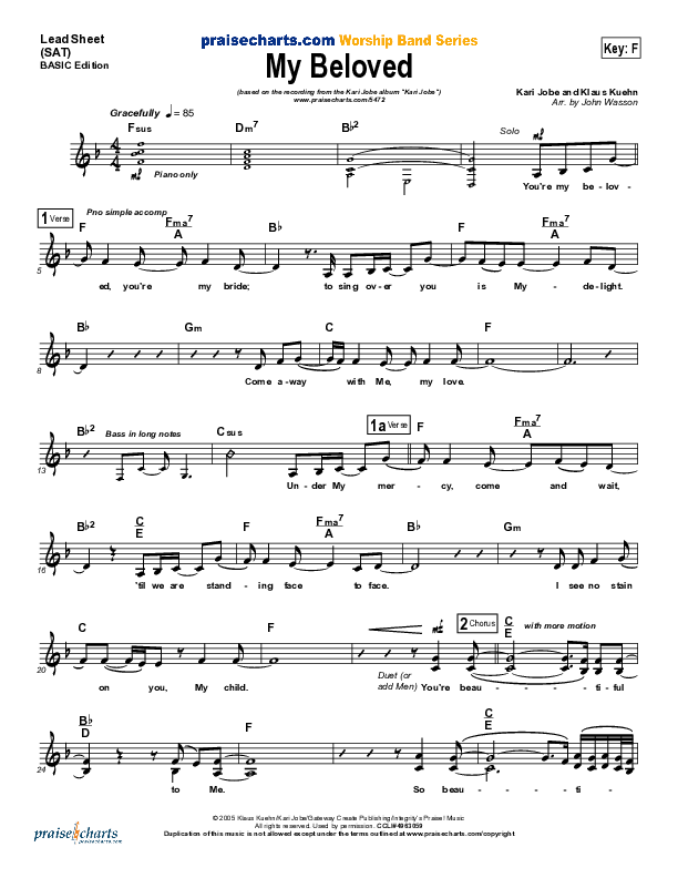 My Beloved Lead Sheet (SAT) (Kari Jobe)