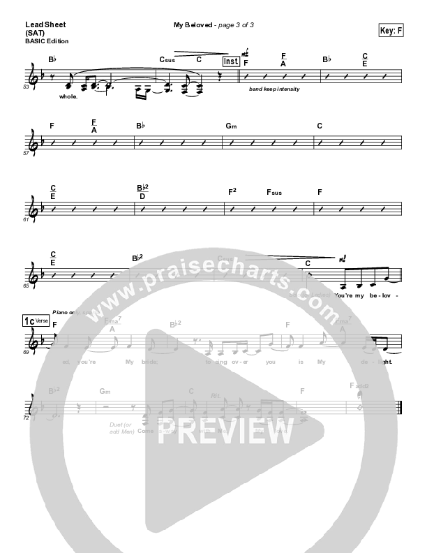 My Beloved Lead Sheet (SAT) (Kari Jobe)