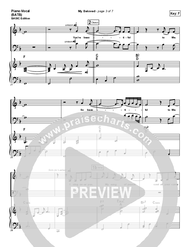 My Beloved Piano/Vocal (SATB) (Kari Jobe)