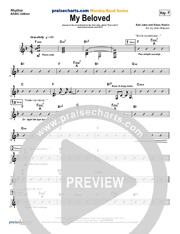 My Beloved Rhythm Chart (Kari Jobe)