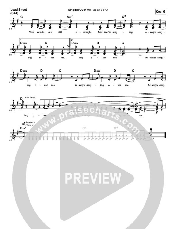 Singing Over Me Lead Sheet (Kari Jobe)