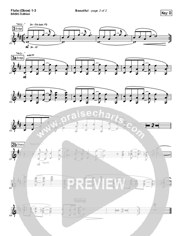 Beautiful Flute/Oboe 1/2/3 (Kari Jobe)