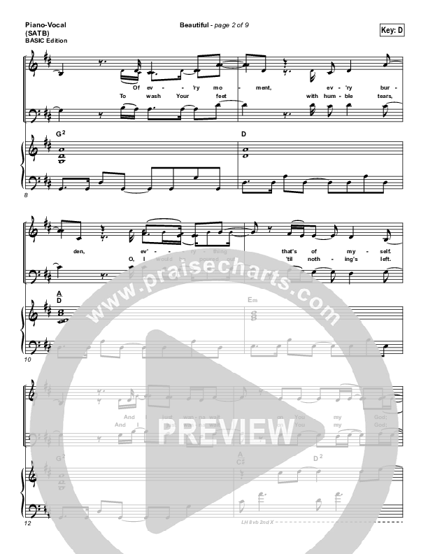 Beautiful Piano/Vocal (SATB) (Kari Jobe)