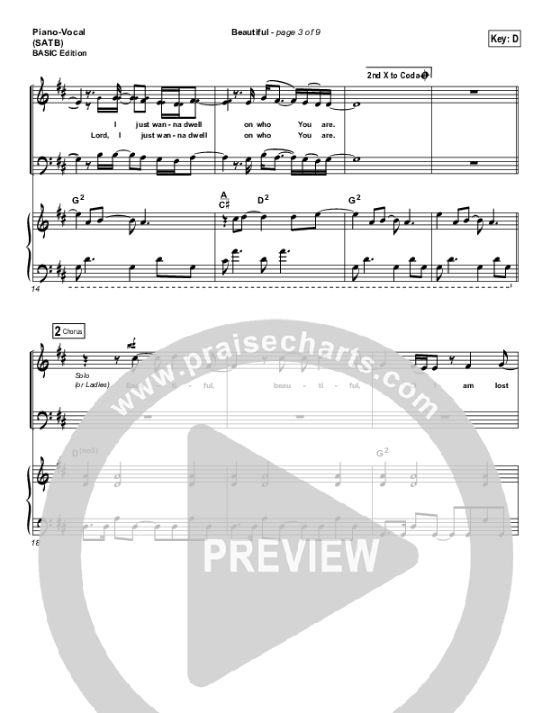 Beautiful Piano/Vocal (SATB) (Kari Jobe)