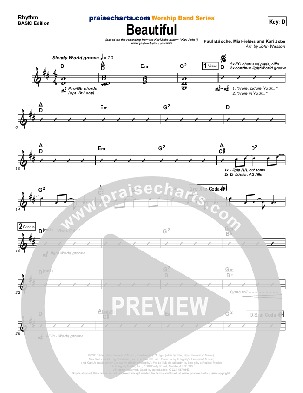 Beautiful Rhythm Chart (Kari Jobe)