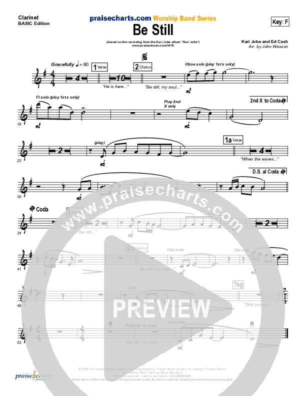 Be Still Clarinet (Kari Jobe)
