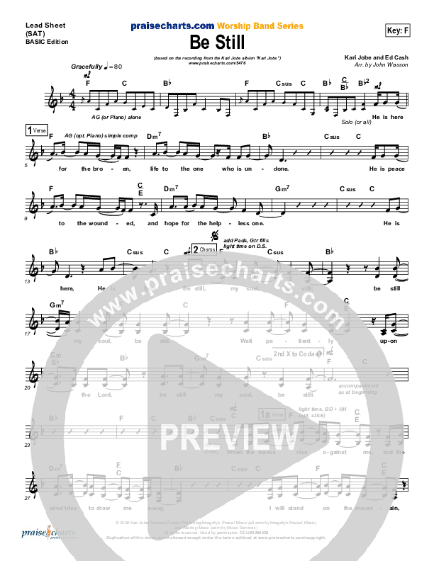 Be Still Lead Sheet (Kari Jobe)