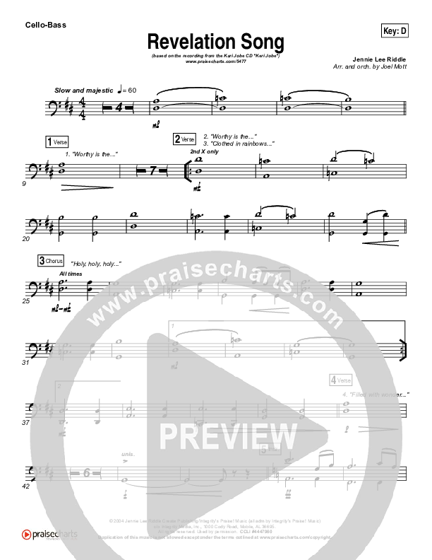 Revelation Song Cello/Bass (Kari Jobe)