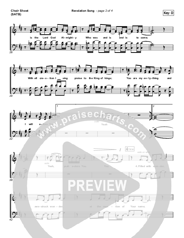 Revelation Song Choir Sheet (SATB) (Kari Jobe)