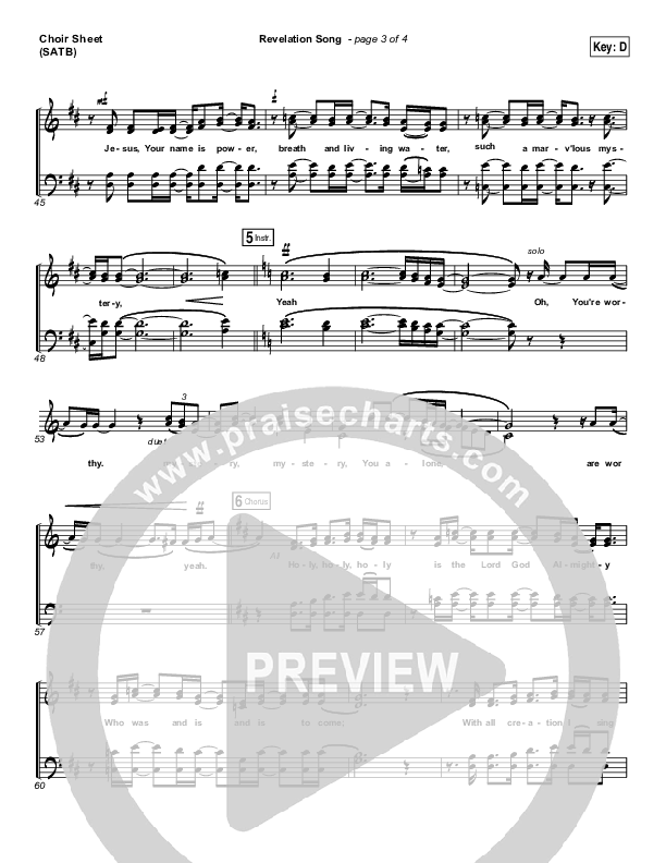 Revelation Song Choir Sheet (SATB) (Kari Jobe)