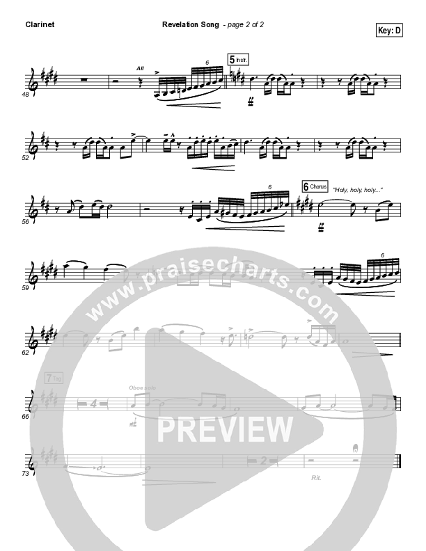 Revelation Song Clarinet (Kari Jobe)
