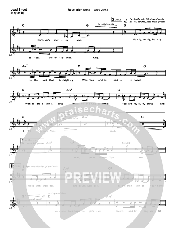 Revelation Song Lead Sheet (Melody) (Kari Jobe)