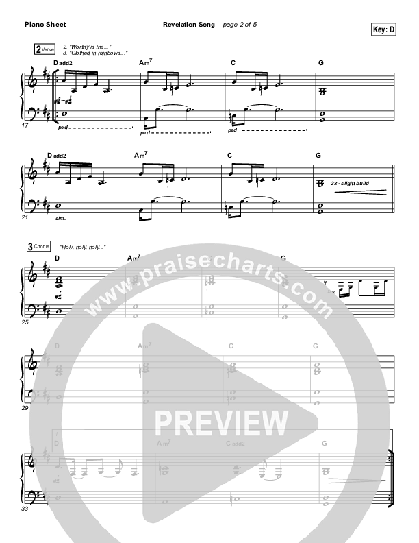 Revelation Song Piano Sheet (Kari Jobe)