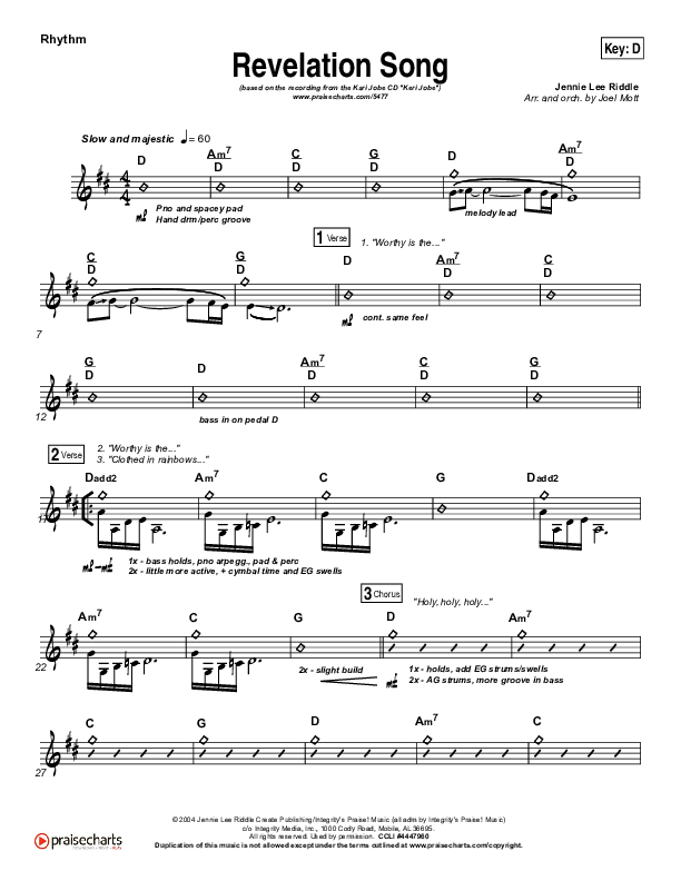 Revelation Song Rhythm Chart (Kari Jobe)