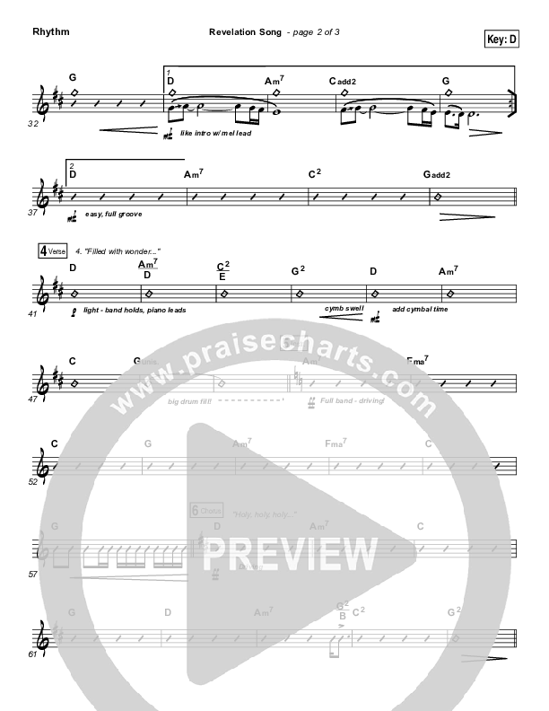 Revelation Song Rhythm Chart (Kari Jobe)