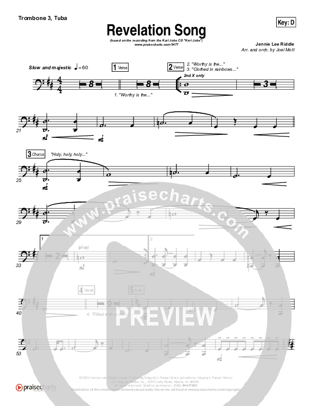 Revelation Song Trombone 3/Tuba (Kari Jobe)