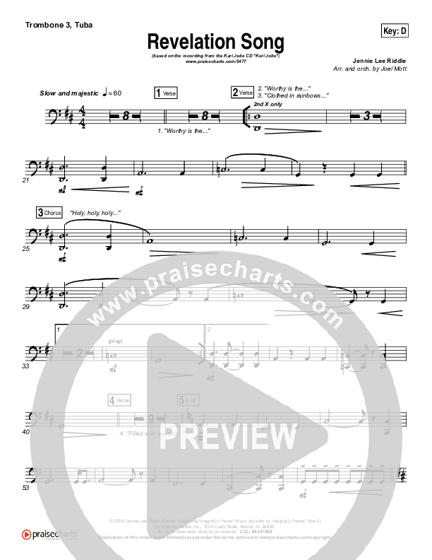 Revelation Song Trombone 3/Tuba (Kari Jobe)