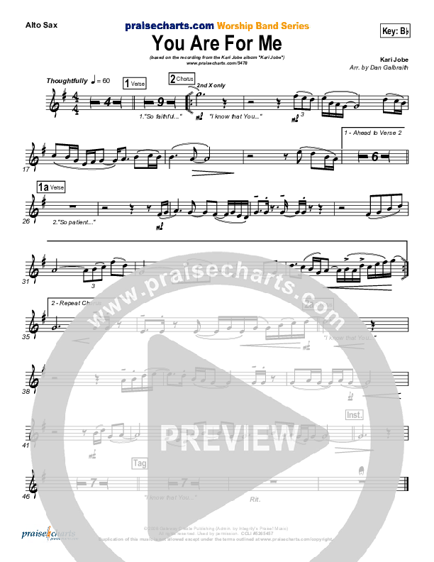 You Are For Me Alto Sax (Kari Jobe)