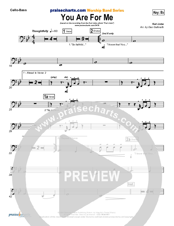 You Are For Me Cello/Bass (Kari Jobe)