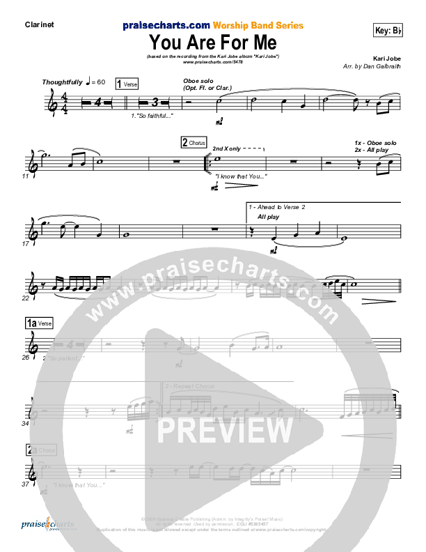 You Are For Me Clarinet (Kari Jobe)