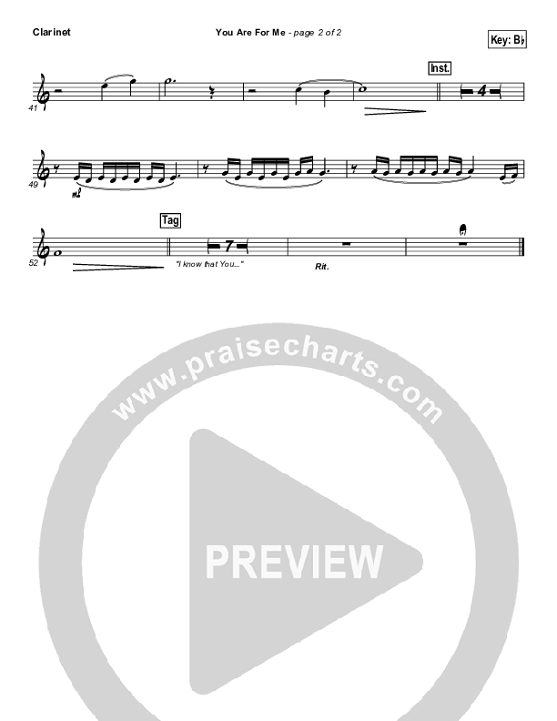 You Are For Me Clarinet (Kari Jobe)