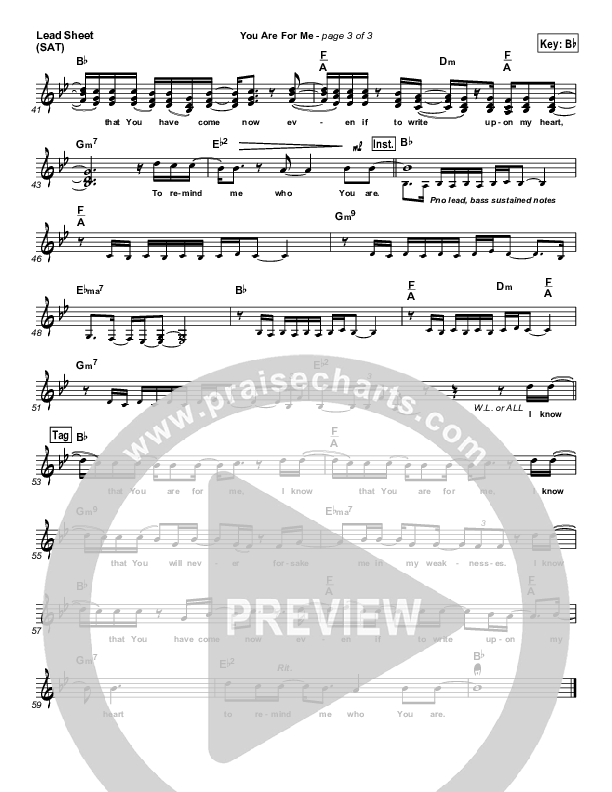 You Are For Me Lead Sheet (Kari Jobe)