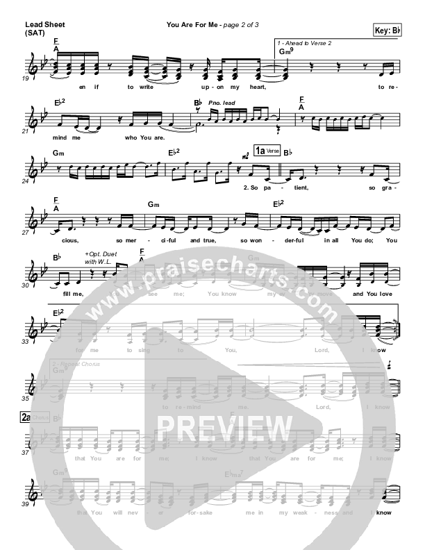 You Are For Me Lead Sheet (SAT) (Kari Jobe)