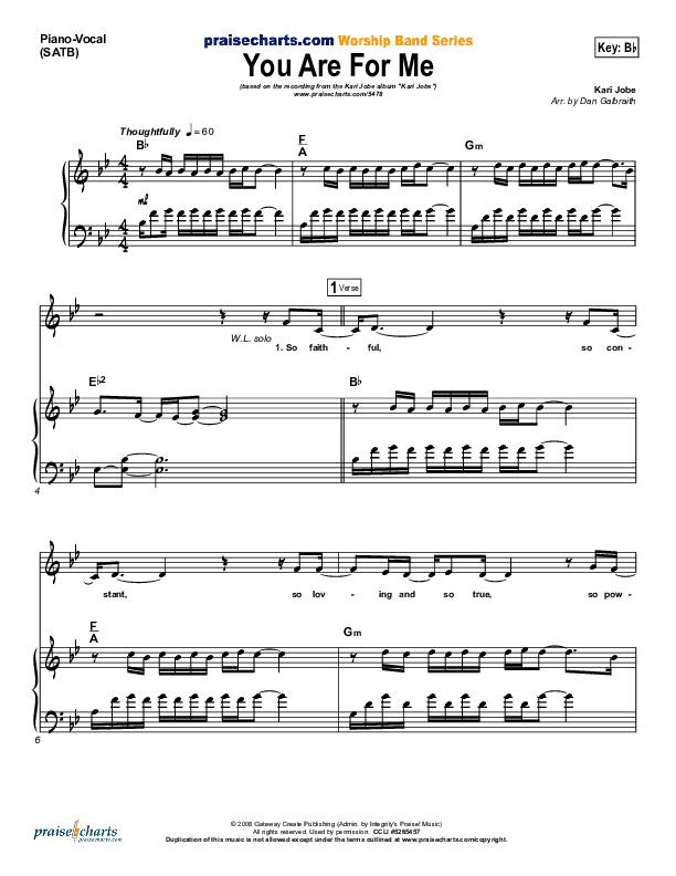 You Are For Me Piano/Vocal (Kari Jobe)