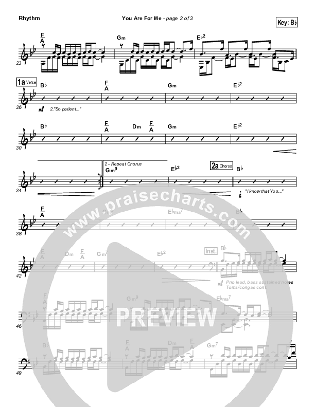 You Are For Me Rhythm Chart (Kari Jobe)