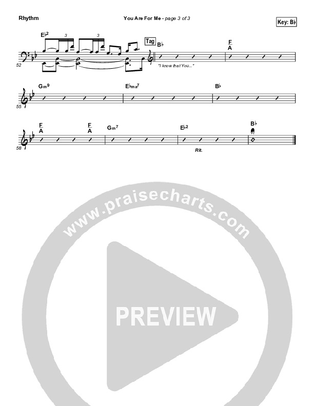 You Are For Me Rhythm Chart (Kari Jobe)