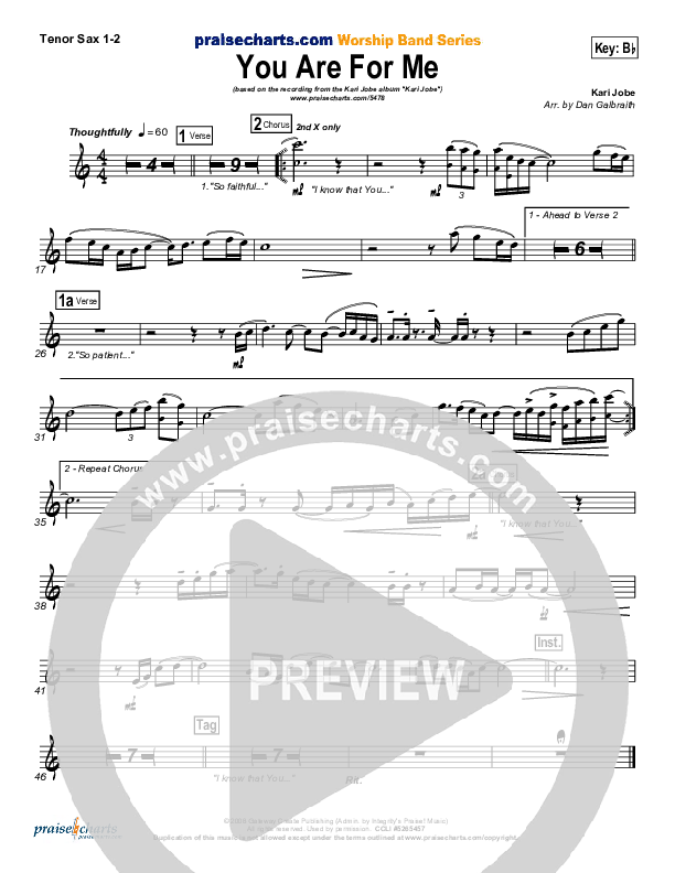 You Are For Me Tenor Sax 1/2 (Kari Jobe)