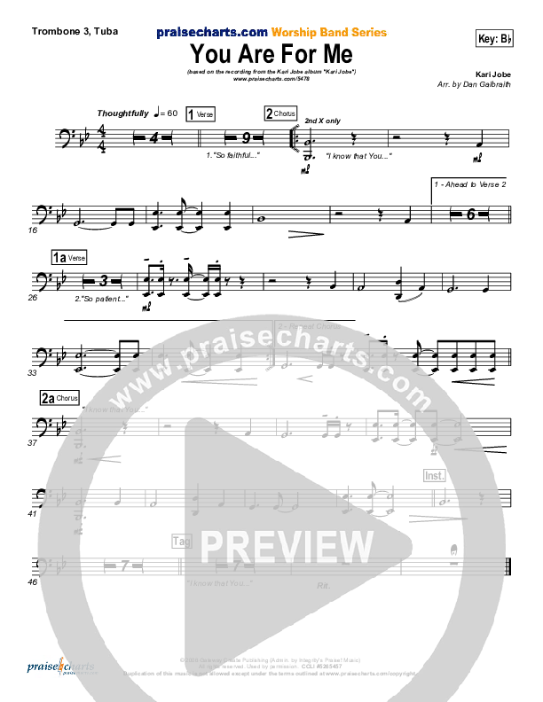 You Are For Me Trombone 3/Tuba (Kari Jobe)