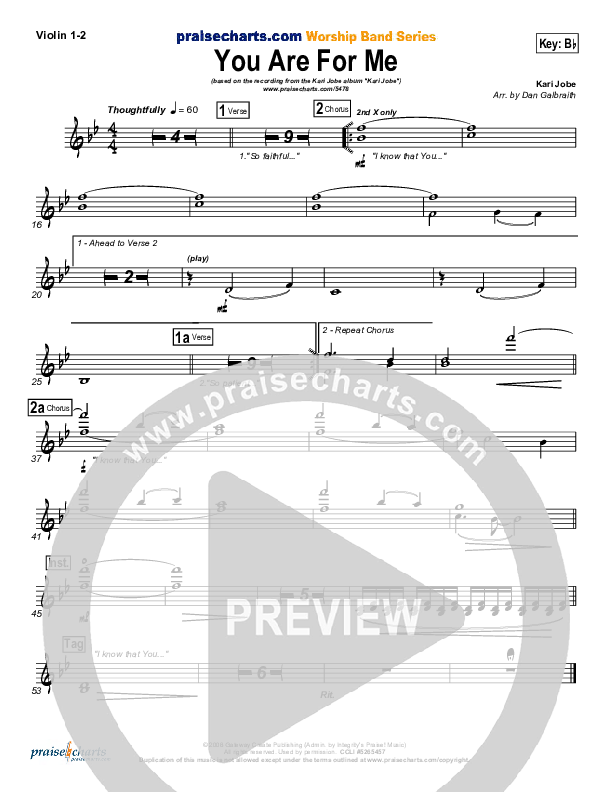 You Are For Me Violin 1/2 (Kari Jobe)