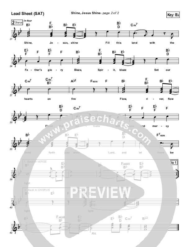 Shine Jesus Shine Lead Sheet (SAT) (Graham Kendrick)