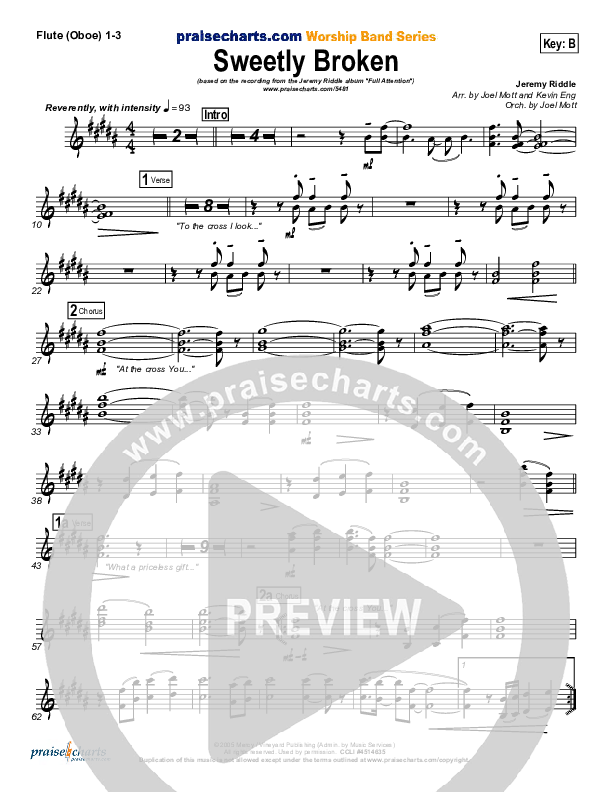 Sweetly Broken Flute/Oboe 1/2/3 (Jeremy Riddle)