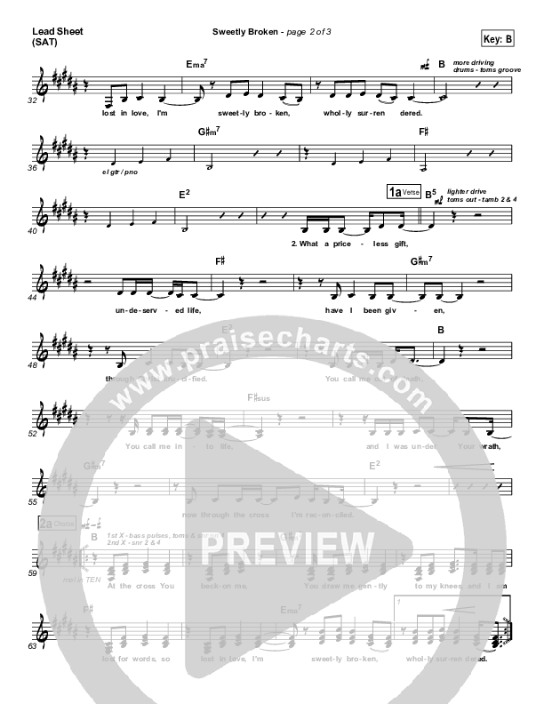 Sweetly Broken Lead Sheet (Jeremy Riddle)