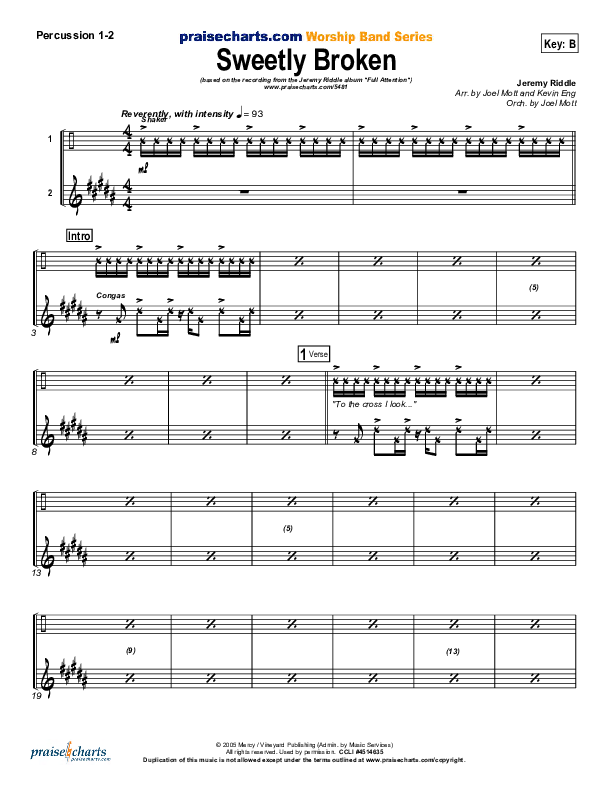 Sweetly Broken Percussion 1/2 (Jeremy Riddle)