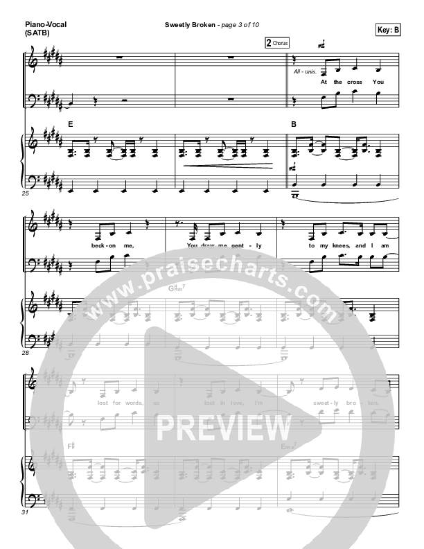 Sweetly Broken Piano/Vocal (SATB) (Jeremy Riddle)