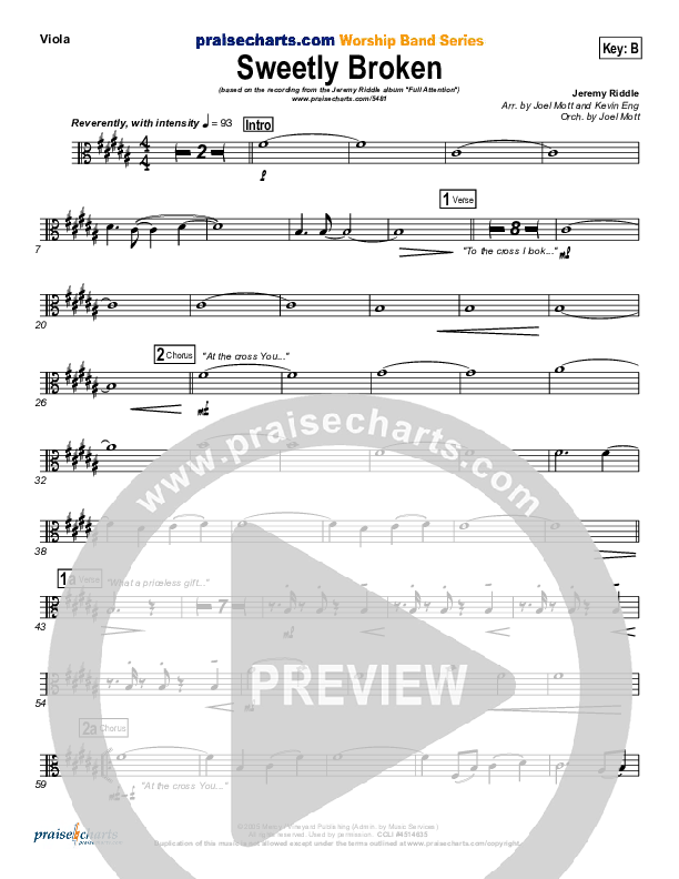 Sweetly Broken Viola (Jeremy Riddle)