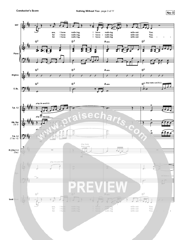 Nothing Without You Conductor's Score (Bebo Norman)