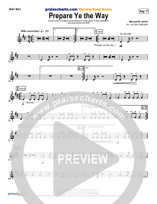 Prepare Ye The Way Bari Sax (Michael W. Smith)