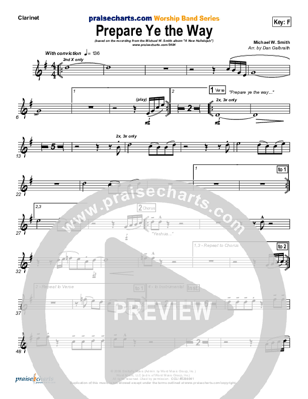 Prepare Ye The Way Clarinet (Michael W. Smith)